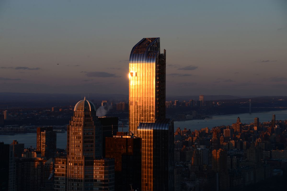 New York City Top Of The Rock 07C North CitySpire Center, One57 Close Up Just befroe Sunset